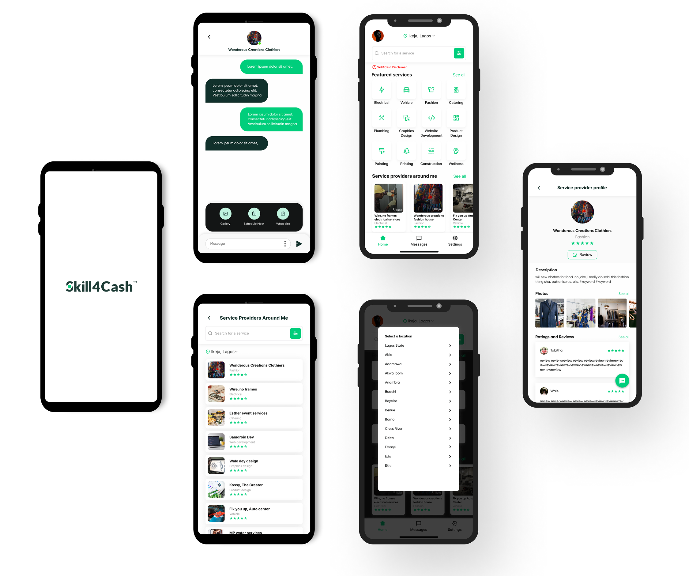 Skill4Cash App Screens - Customer Experience Interface